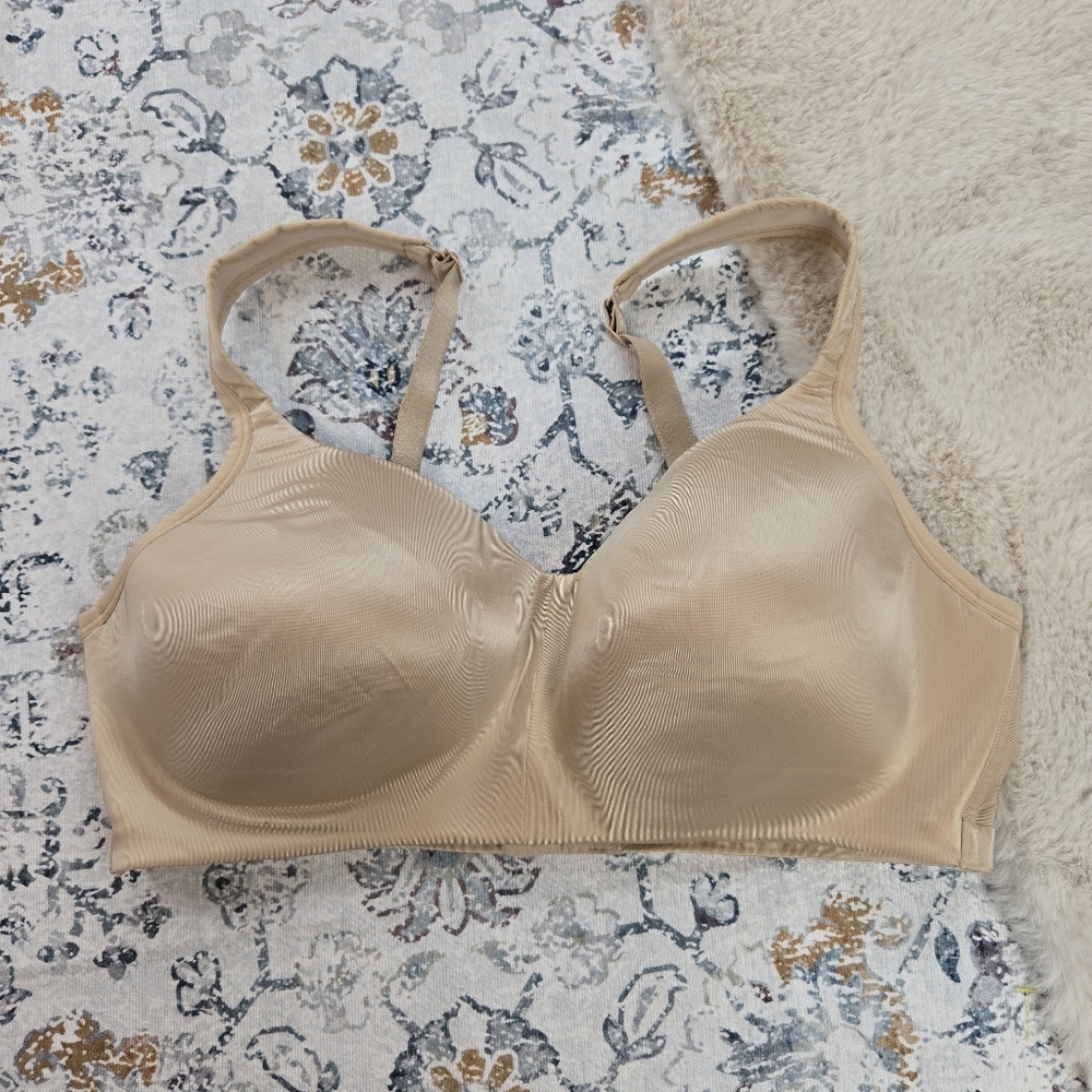 Cacique Lightly Lined Full Coverage No-Wire Bra Women 40D Beige